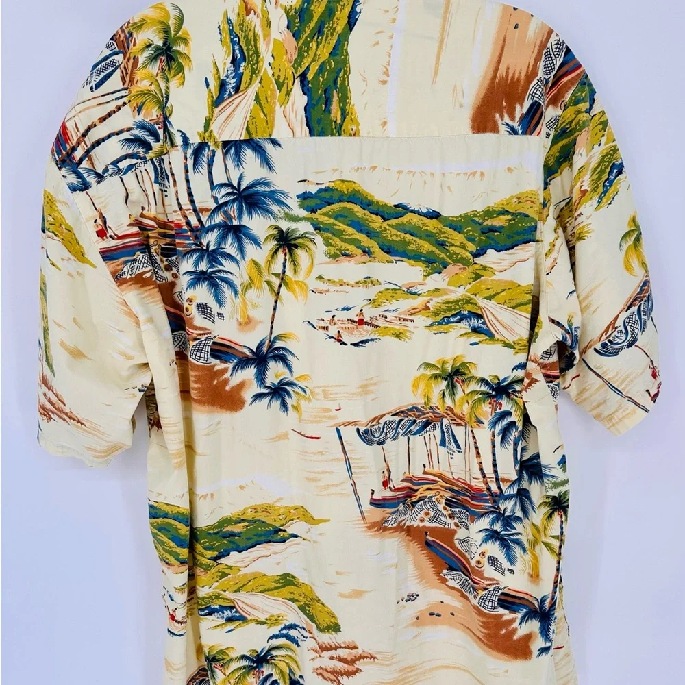 Pau Hana Men's Hawaiian Button Up Short Sleeve Shirt Palm Tree Size L - Picture 3 of 3